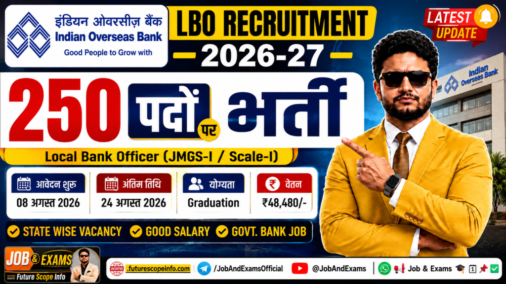 IOB Local Bank Officer Recruitment 2026: 250 पदों पर भर्ती, योग्यता, वेतन, परीक्षा पैटर्न और आवेदन की पूरी जानकारी
